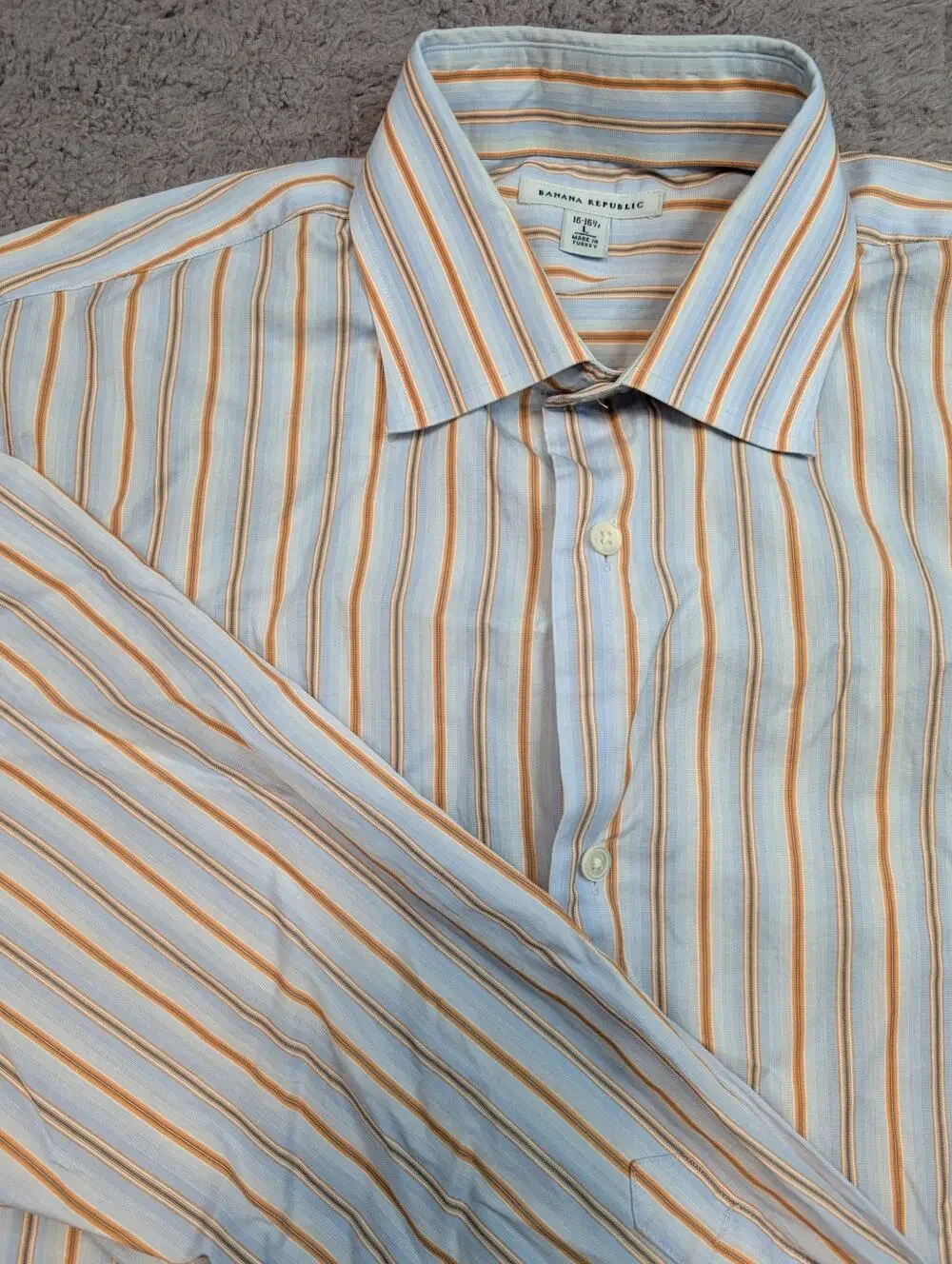 Men's Banana Republic Button-up Shirt, Blue/Orange - Size L 16-16 1/2